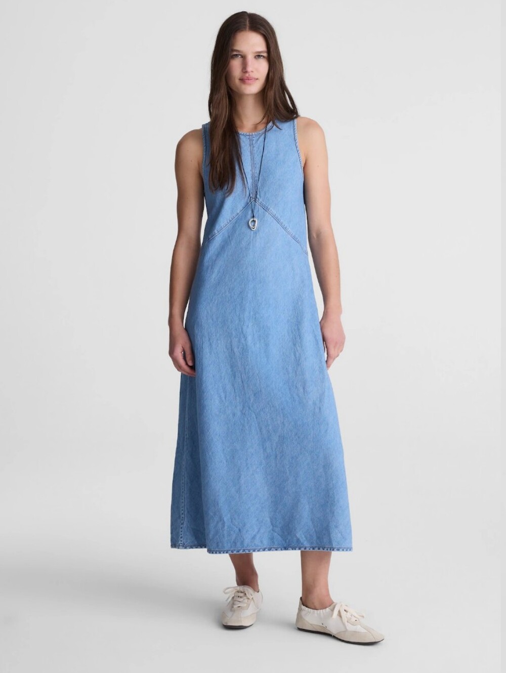 Madewell Seamed Maxi Dress in Airy Denim NZ063 Size 6